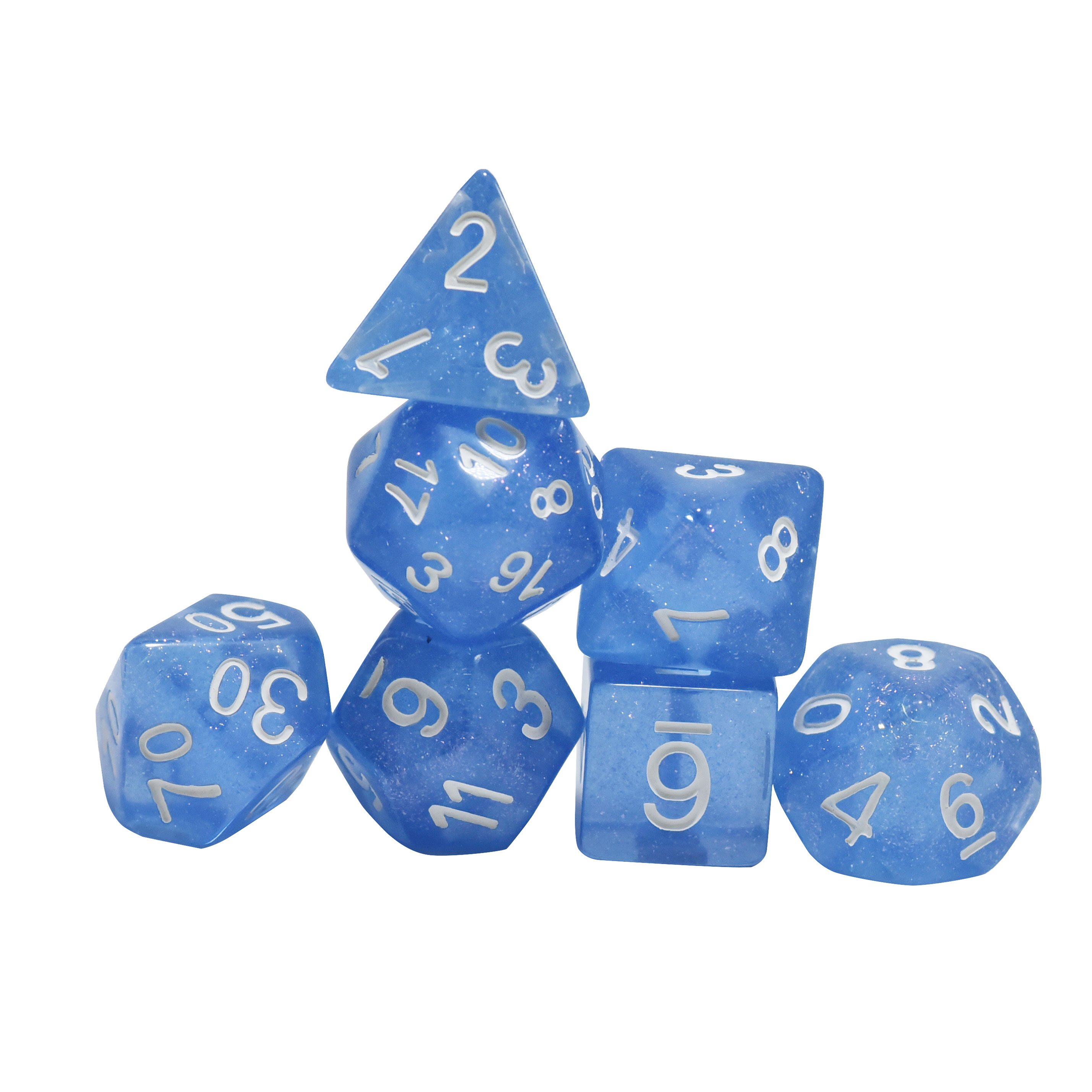 16mm Customizable Resin Polyhedral Dice Set - Glitter Vapor Style for DND and TRPG Board Games (D4-D20)