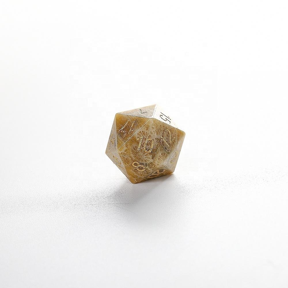 Custom RPG Natural Gemstone Dice Coral Jade Gem Stone Dice For Role-playing Games DND
