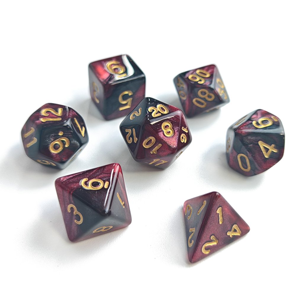 Polyhedral DND Dice 7pcs D4 D6 D8 D10 D12 D20 Acrylic Dice for Dungeons and Dragons Tabletop Role Playing Games