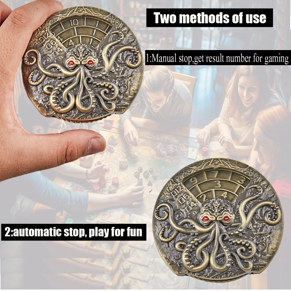 7-in-1 Unique Rotating DND Dice Cool Rotating Dragon and Dungeon Dice Set Role Playing Game Dragon Metal Dice Set