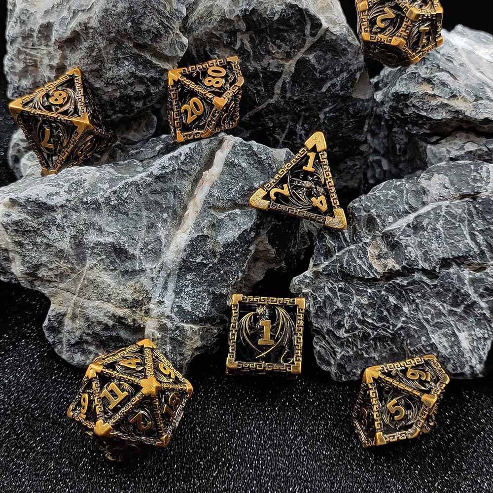 Skeleton Dice Evil Dragon Metal DND Dice 7 Pieces/Set D4 D6 D8 D10 D12 D20 D100 For Dungeons And Dragons RPG Dice Toys Games