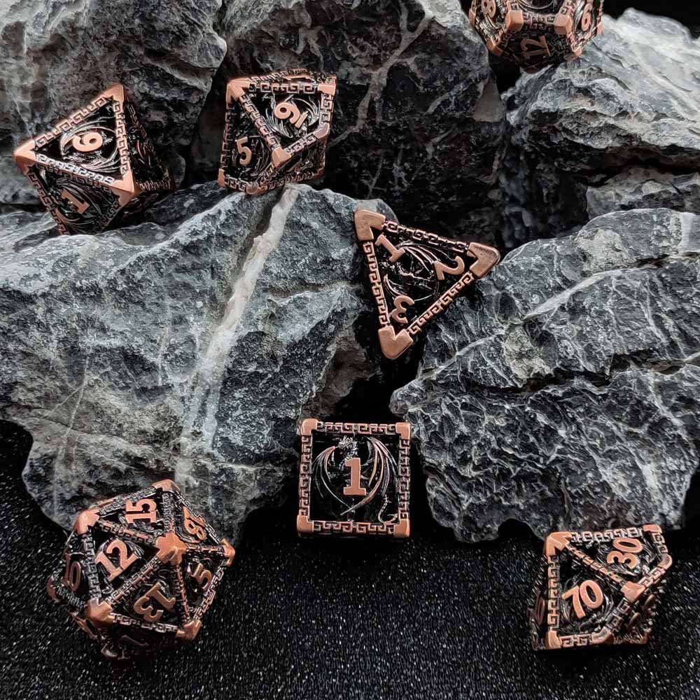 Skeleton Dice Evil Dragon Metal DND Dice 7 Pieces/Set D4 D6 D8 D10 D12 D20 D100 For Dungeons And Dragons RPG Dice Toys Games
