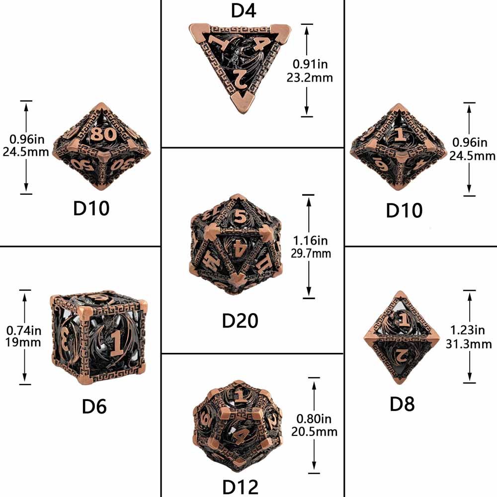 Skeleton Dice Evil Dragon Metal DND Dice 7 Pieces/Set D4 D6 D8 D10 D12 D20 D100 For Dungeons And Dragons RPG Dice Toys Games