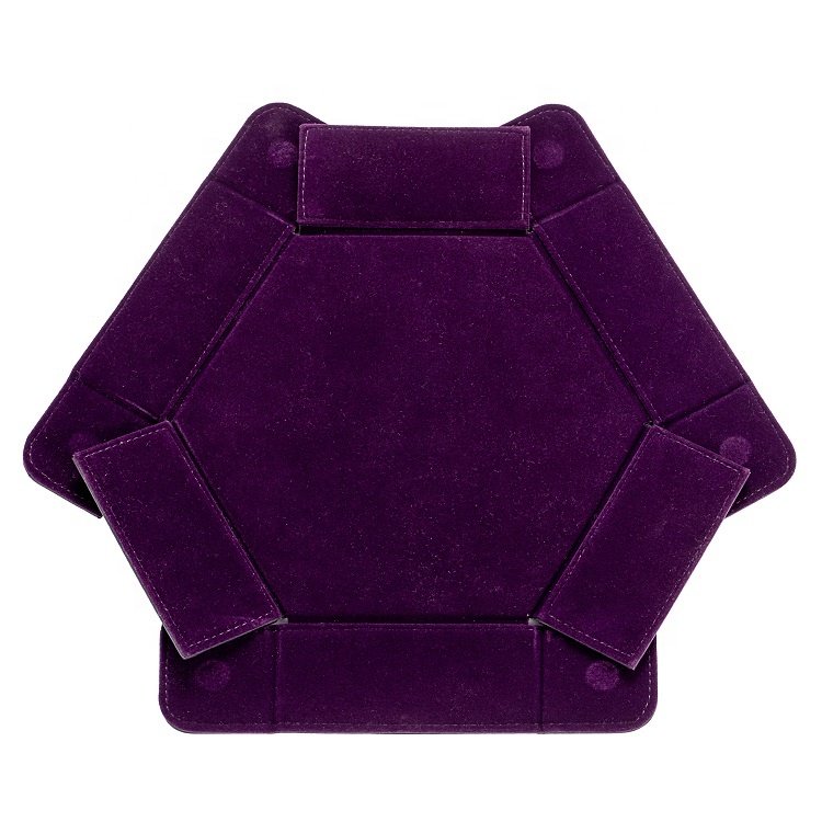 Customization Print Logo Magnetic Folding Hexagonal Leather Dice Tray for DND RPG Game