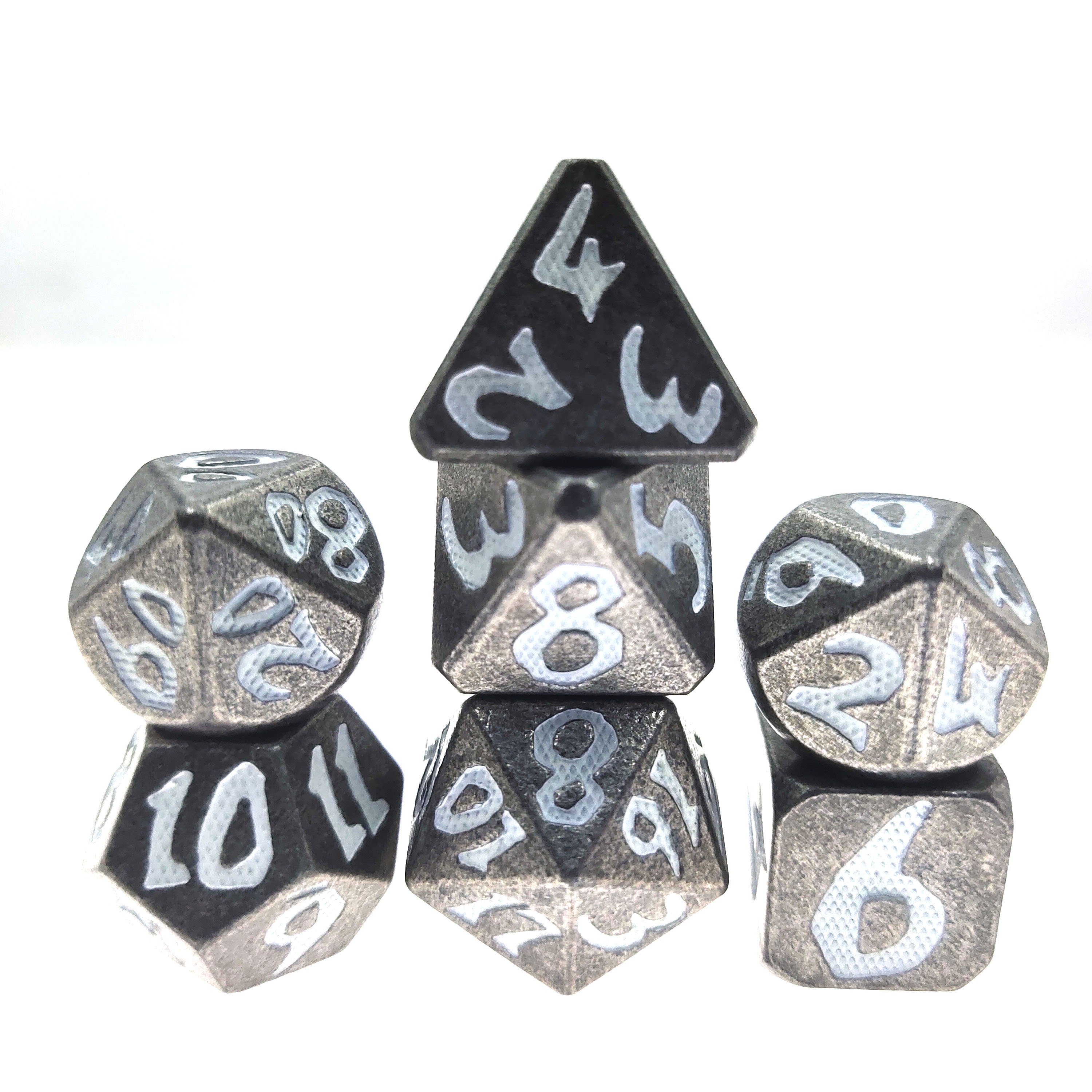 Green Glowing Dice 7 PCS Polyhedral Dice Set for Rpg Dungeons And Dragons Board Game Metal Dice Set