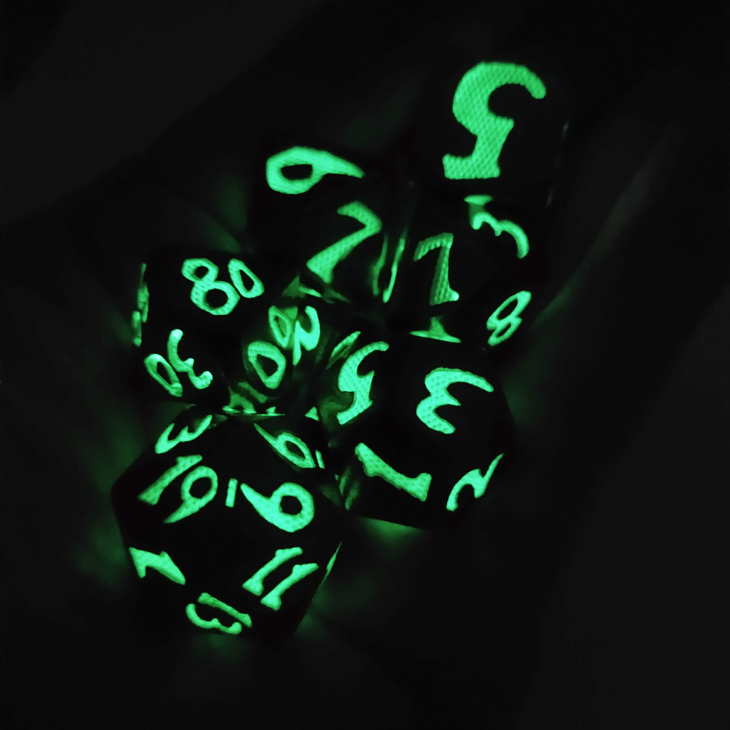 Green Glowing Dice 7 PCS Polyhedral Dice Set for Rpg Dungeons And Dragons Board Game Metal Dice Set