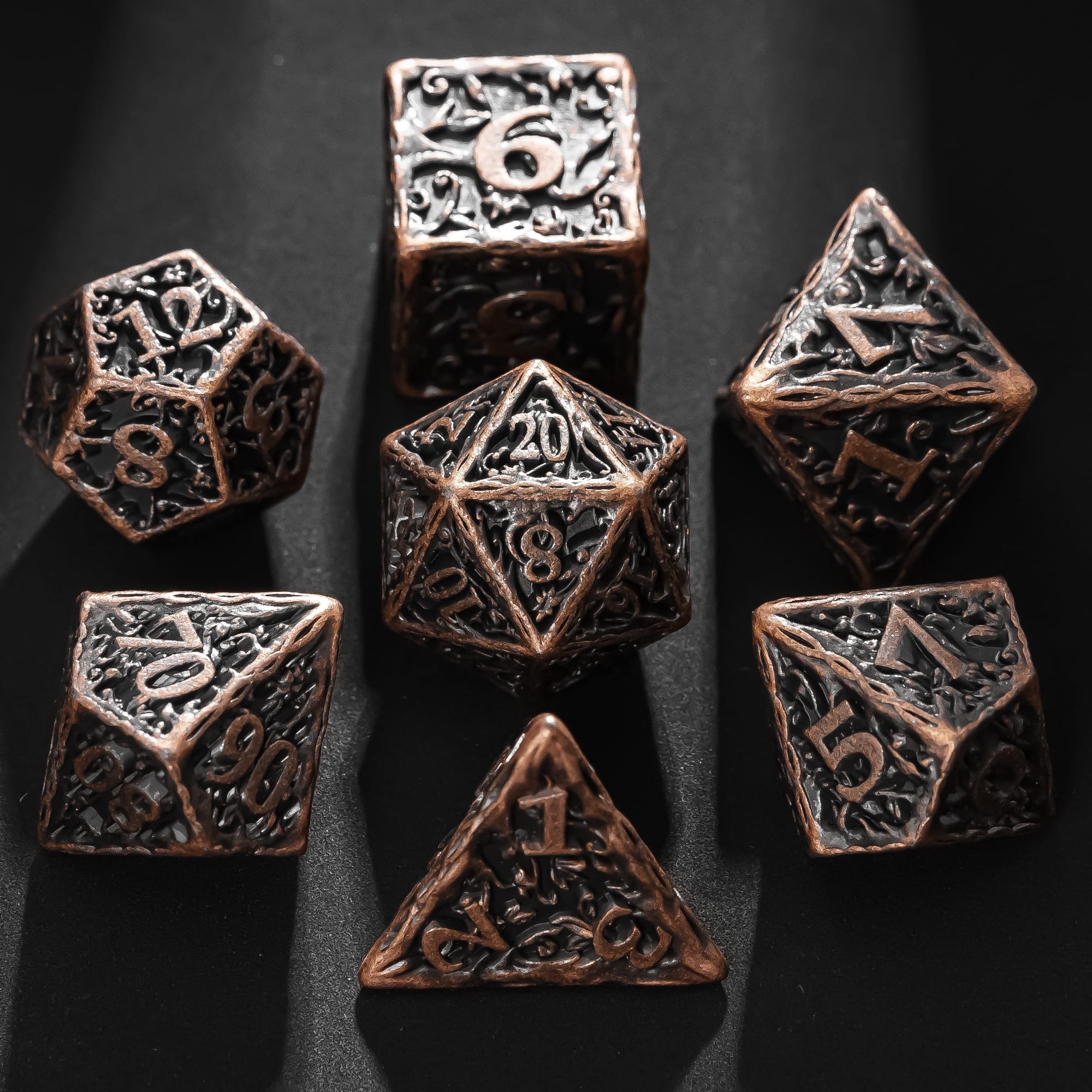 Udixi Custom Barrel Plating Pattern Metal Dice Dungeons and Dragons DND RPG Game Metal Dice Set