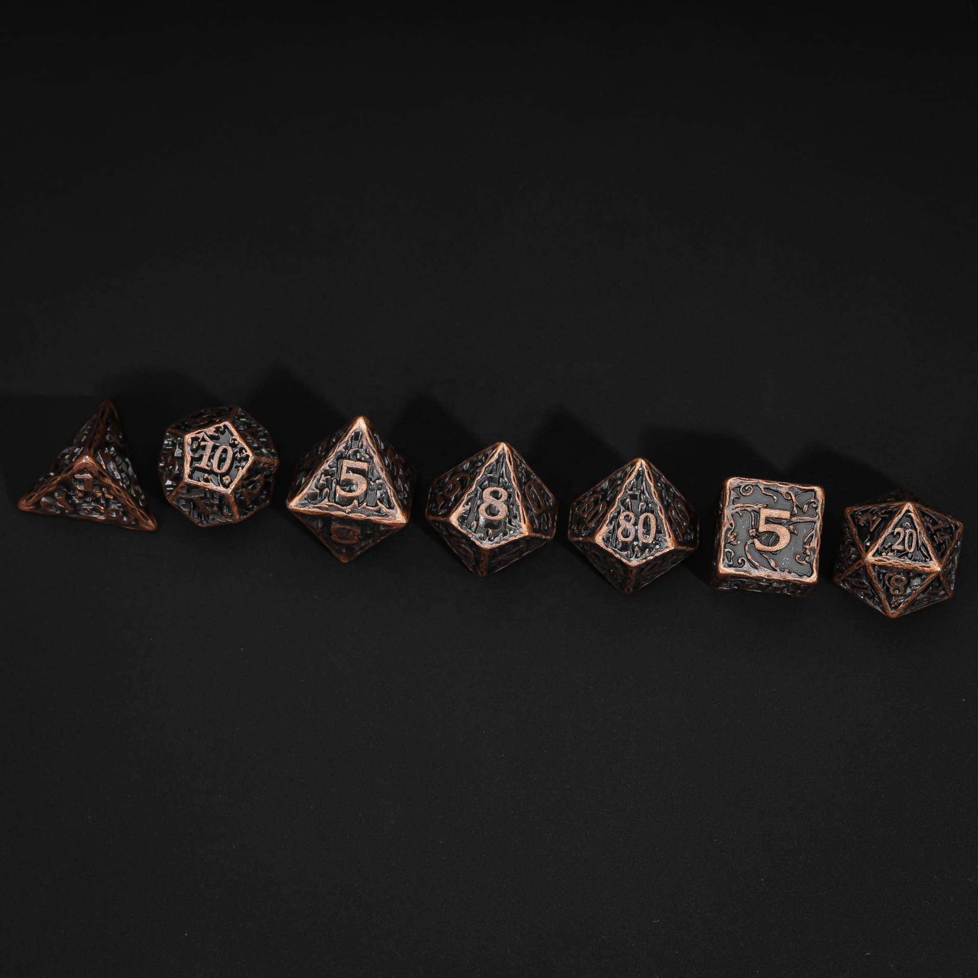 Udixi Custom Barrel Plating Pattern Metal Dice Dungeons and Dragons DND RPG Game Metal Dice Set