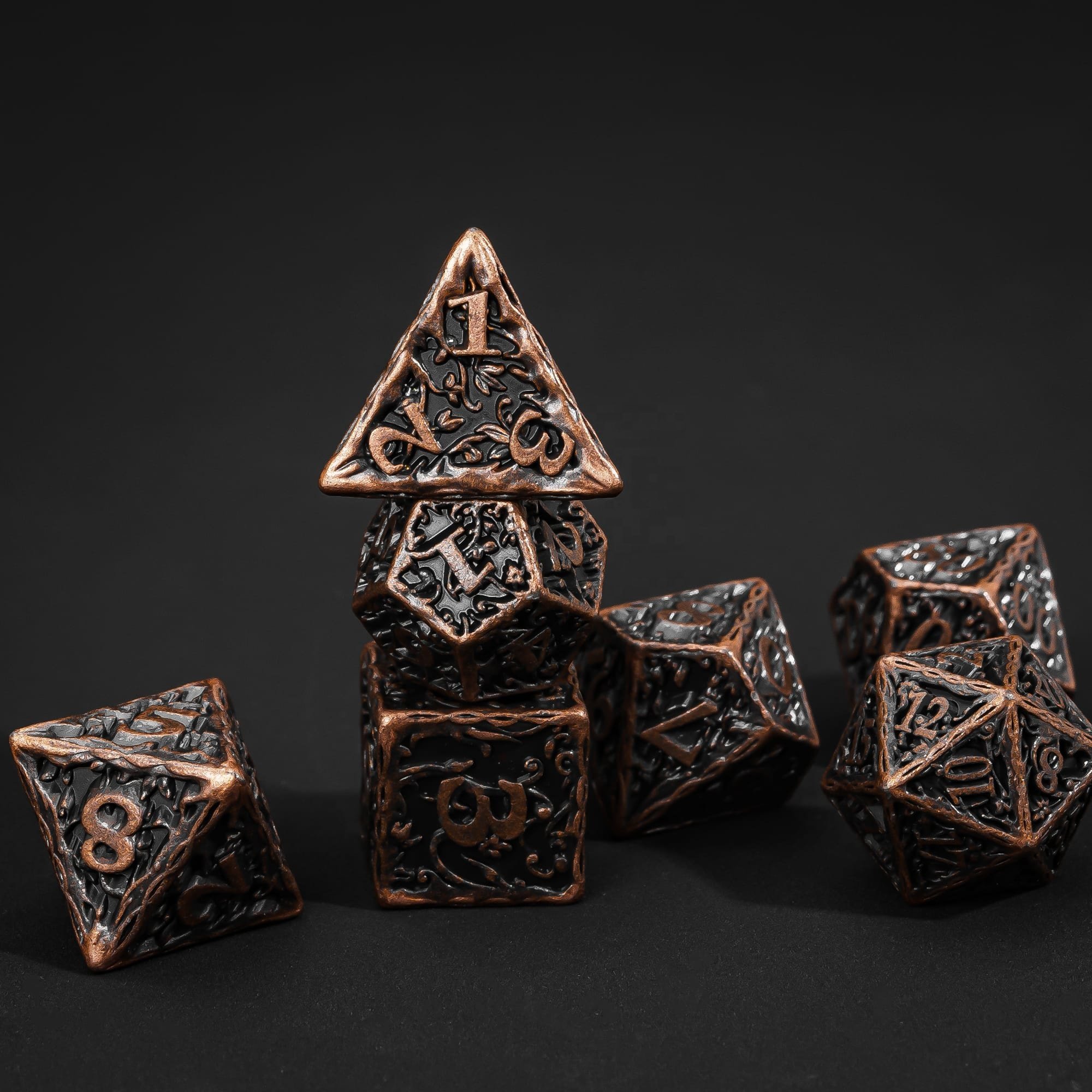 Udixi Custom Barrel Plating Pattern Metal Dice Dungeons and Dragons DND RPG Game Metal Dice Set