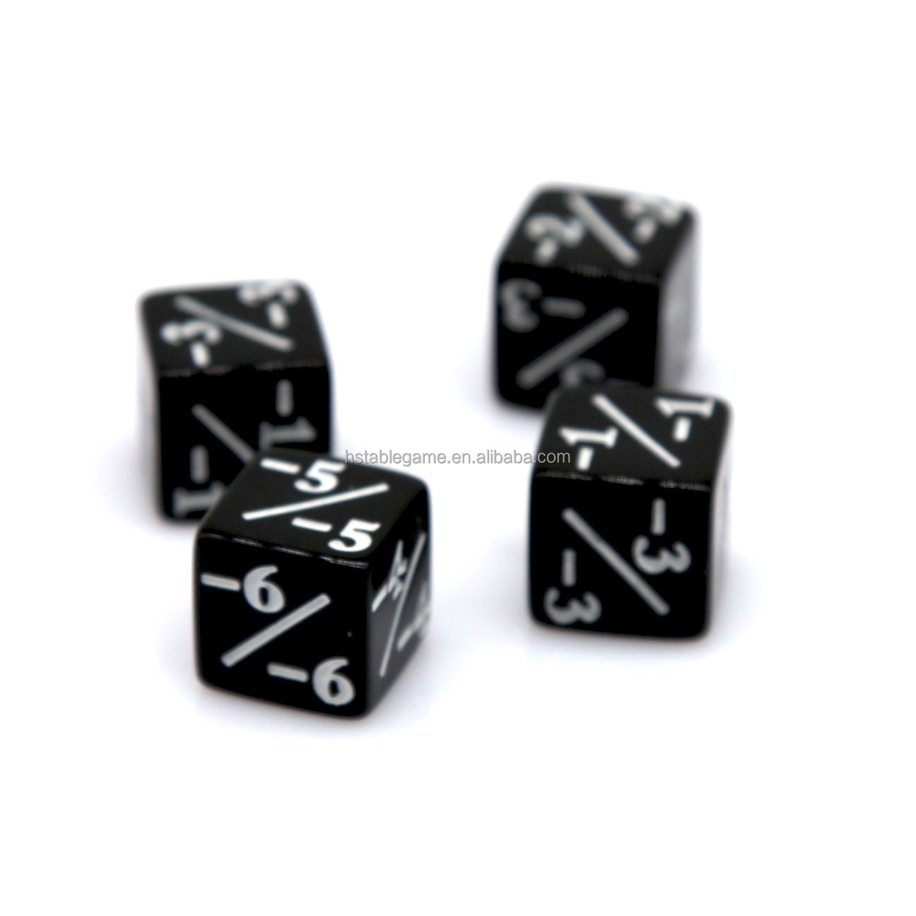 Hot Sale 16mm Plastic Cube Dice White And Black Stationery Counter Dice Plus Sign Minus Sign for Dice counter games