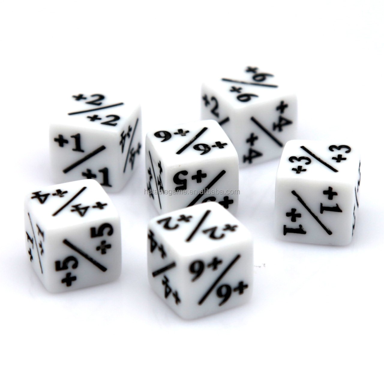 Hot Sale 16mm Plastic Cube Dice White And Black Stationery Counter Dice Plus Sign Minus Sign for Dice counter games