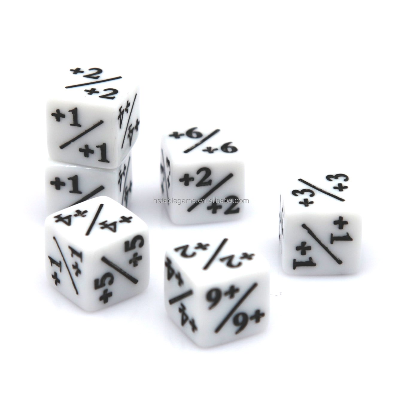Hot Sale 16mm Plastic Cube Dice White And Black Stationery Counter Dice Plus Sign Minus Sign for Dice counter games