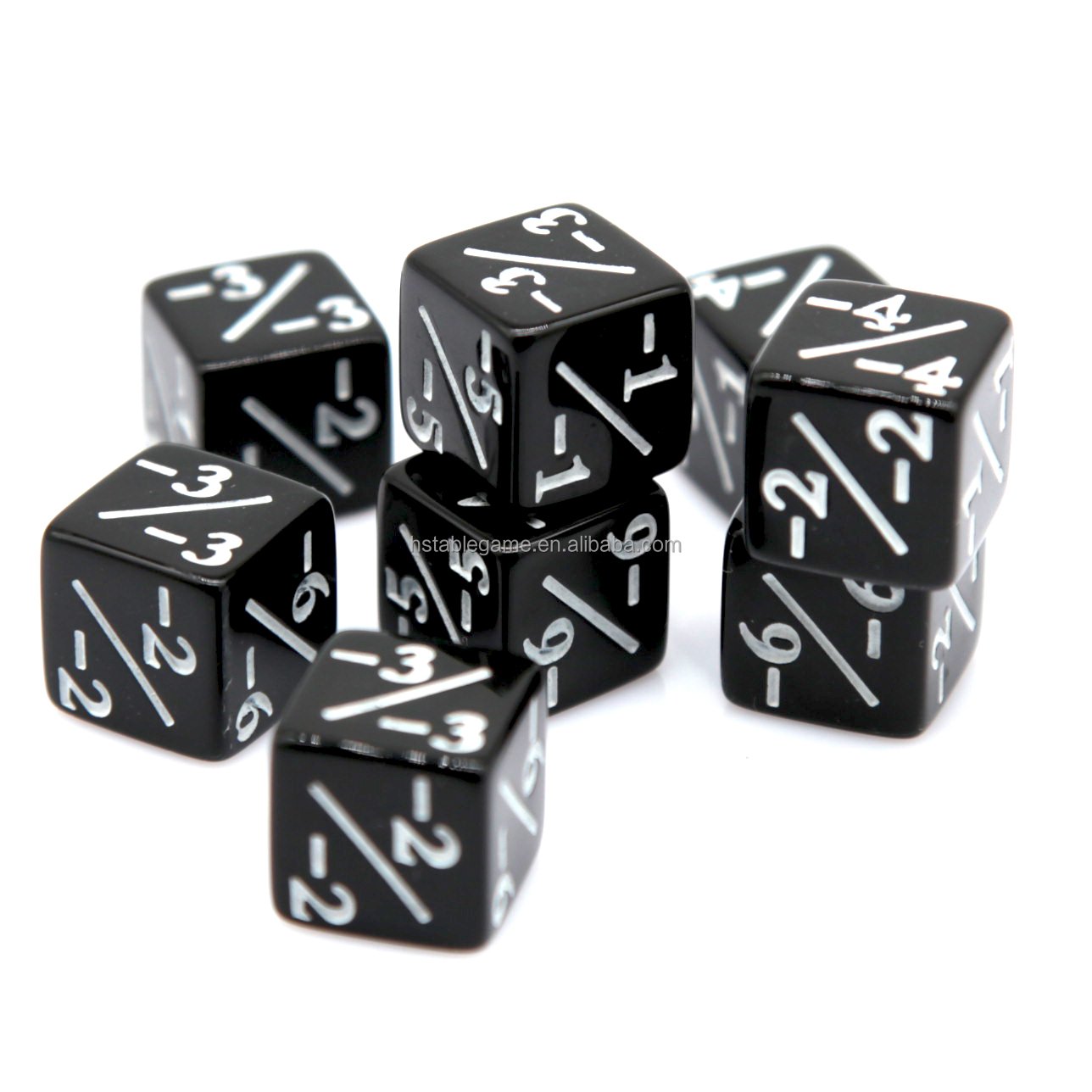 Hot Sale 16mm Plastic Cube Dice White And Black Stationery Counter Dice Plus Sign Minus Sign for Dice counter games