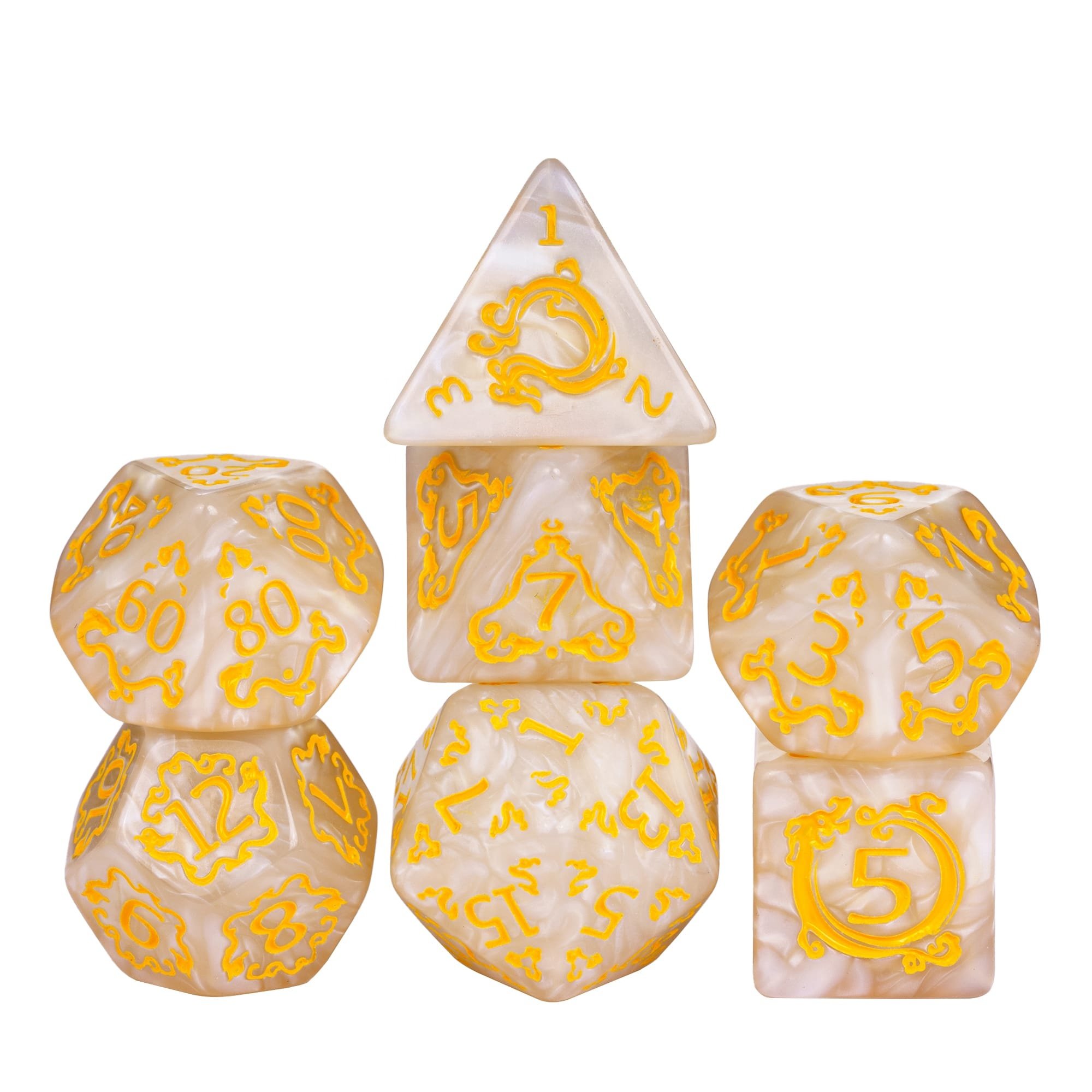 Udixi Plastic Polyhedral custom logo rpg dungeons and dragons Acrylic colored dragon pattern dice game set