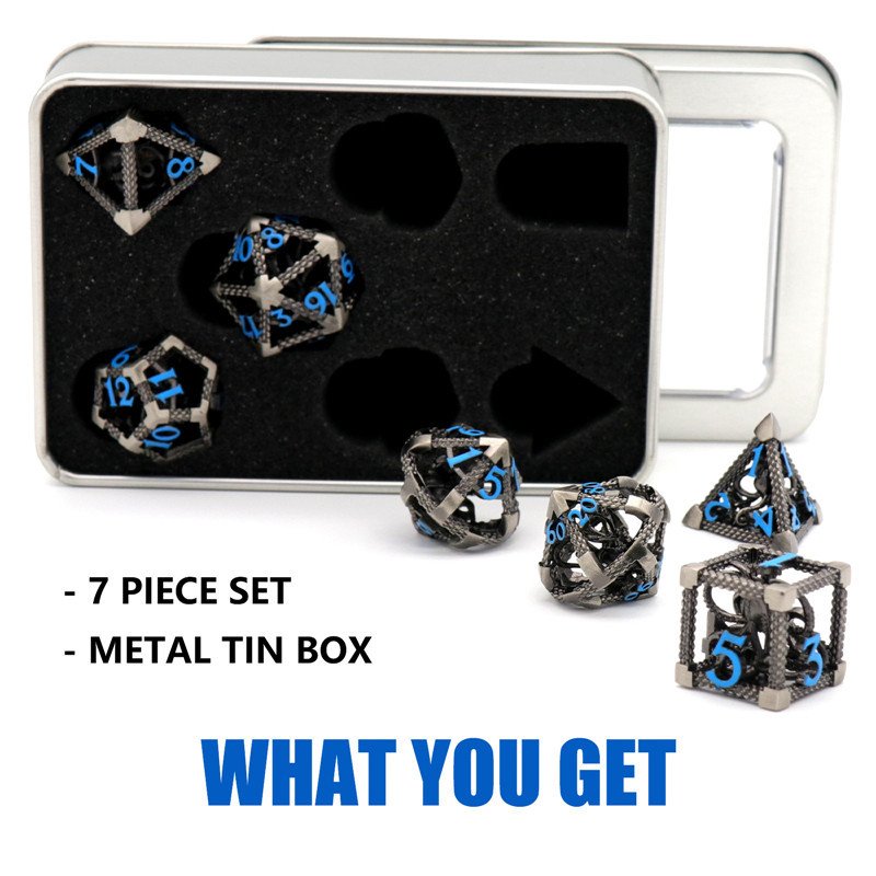 MINI PLANET 3D Octopus Metal DND Dice Set For TRPG Dungeons&Dragons Game Polyhedral Metal Hollow Dice Set Custom DND Dice Metal