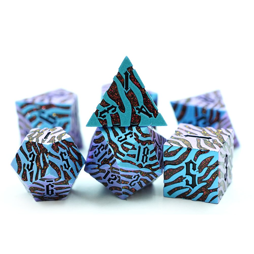 Metal Polyhedral Rpg Dungeons And Dragons Custom Logo 20 Dragon Font Dice Set