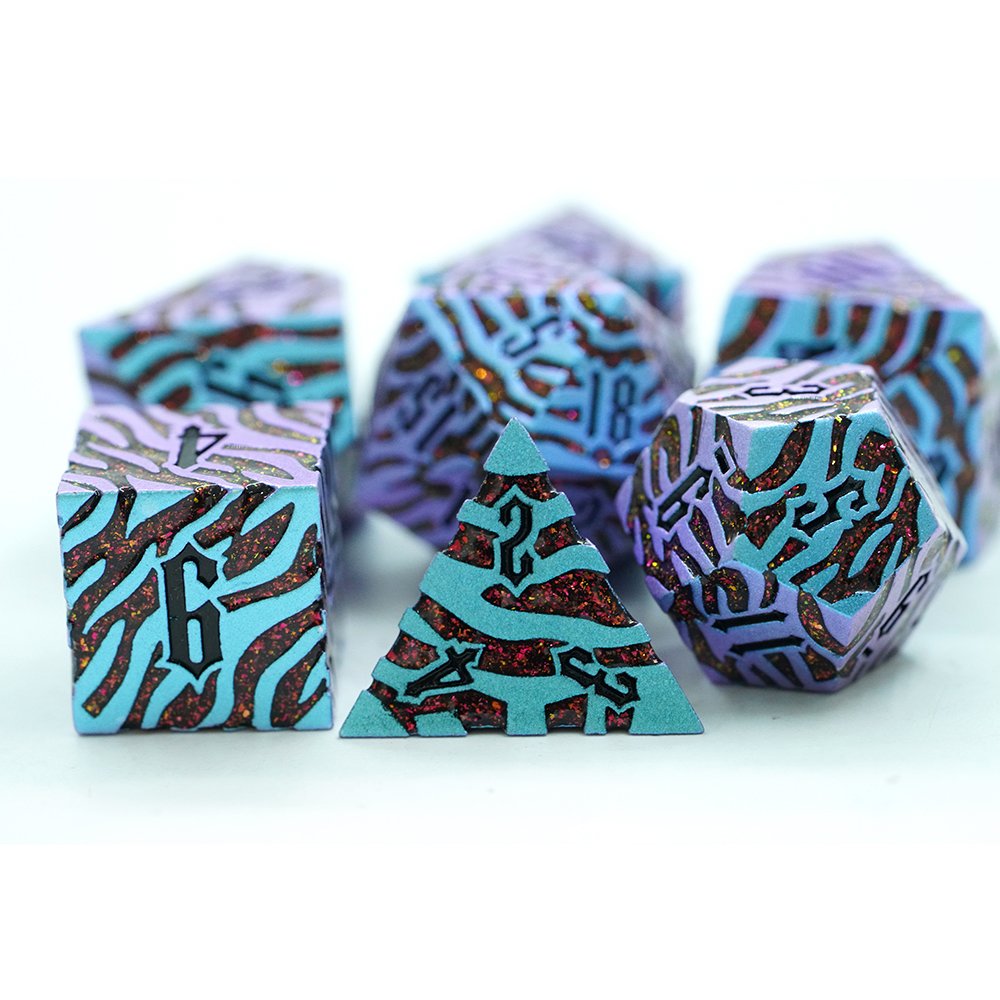 Metal Polyhedral Rpg Dungeons And Dragons Custom Logo 20 Dragon Font Dice Set