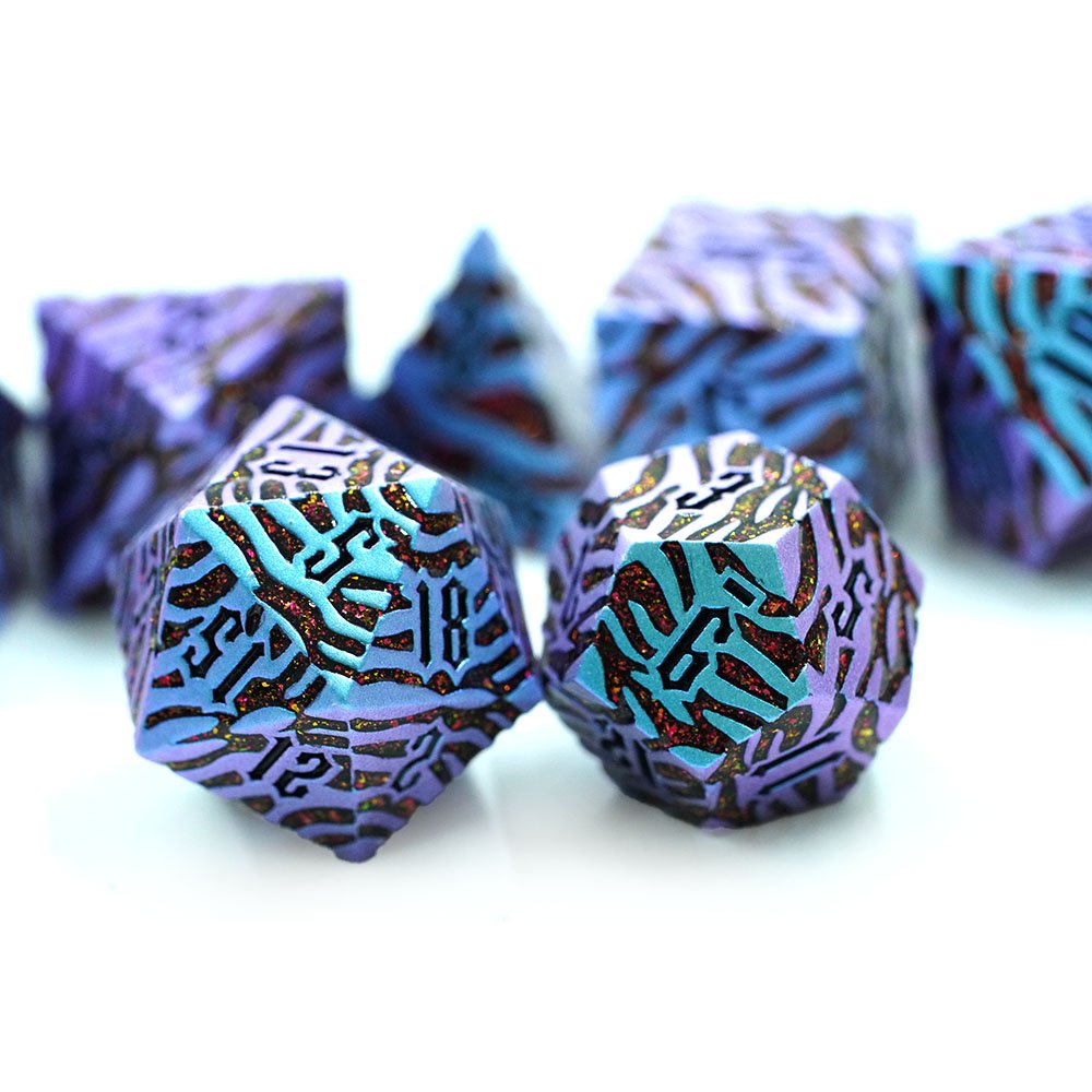 Metal Polyhedral Rpg Dungeons And Dragons Custom Logo 20 Dragon Font Dice Set