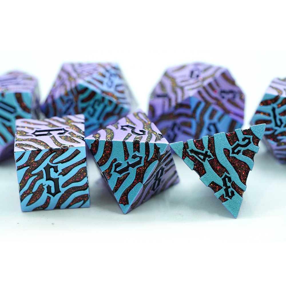 Metal Polyhedral Rpg Dungeons And Dragons Custom Logo 20 Dragon Font Dice Set