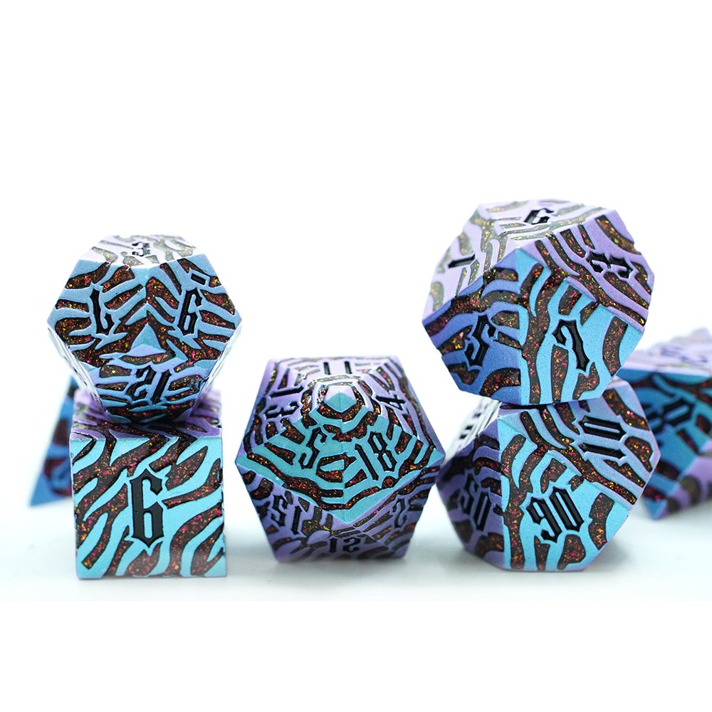 Metal Polyhedral Rpg Dungeons And Dragons Custom Logo 20 Dragon Font Dice Set