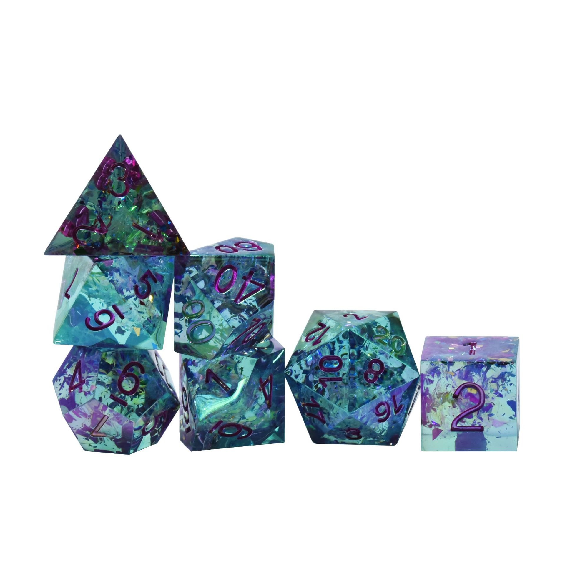 7pcs Colorful Dice Set Multicolor Font New Black Polyhedral Dice Resin For Rpg Dungeons And Dragons Cheap Dice Set