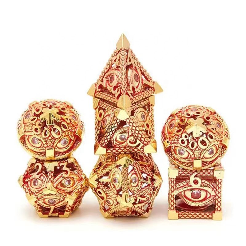 New metal eyes Dungeons & Dragons polyhedral hollow dice set TRPG board game DND