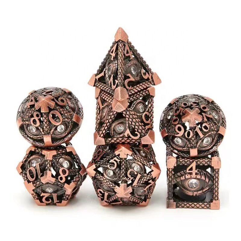 New metal eyes Dungeons & Dragons polyhedral hollow dice set TRPG board game DND