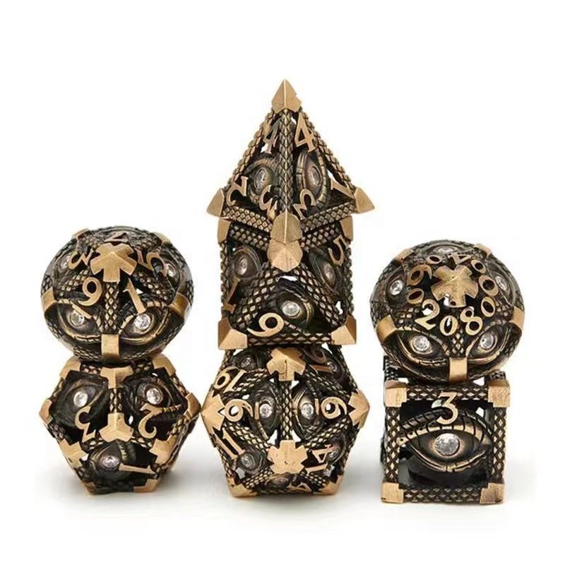 New metal eyes Dungeons & Dragons polyhedral hollow dice set TRPG board game DND