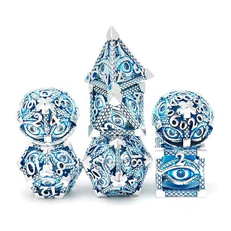 New metal eyes Dungeons & Dragons polyhedral hollow dice set TRPG board game DND