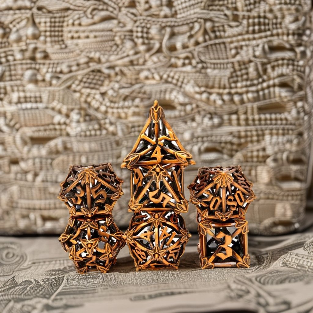 Mini Planet Wholesale RPG Board Games Handmade polyhedral Copper Metal dice set 7pcs Dice Set Custom Logo for DND MTG Players