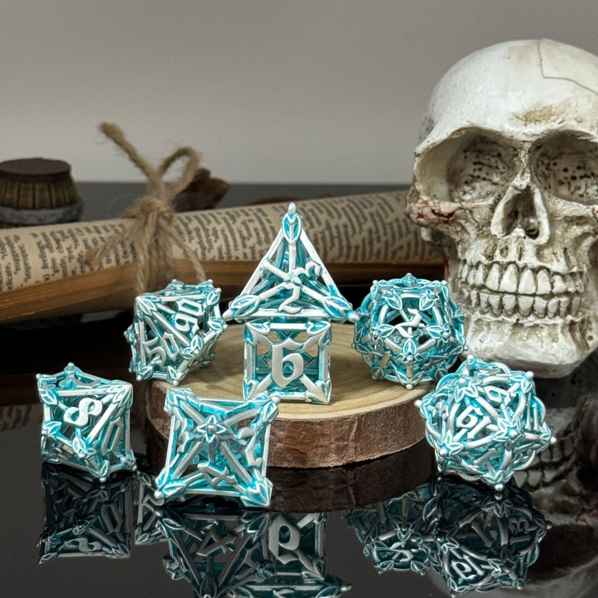 Mini Planet Wholesale RPG Board Games Handmade polyhedral Copper Metal dice set 7pcs Dice Set Custom Logo for DND MTG Players