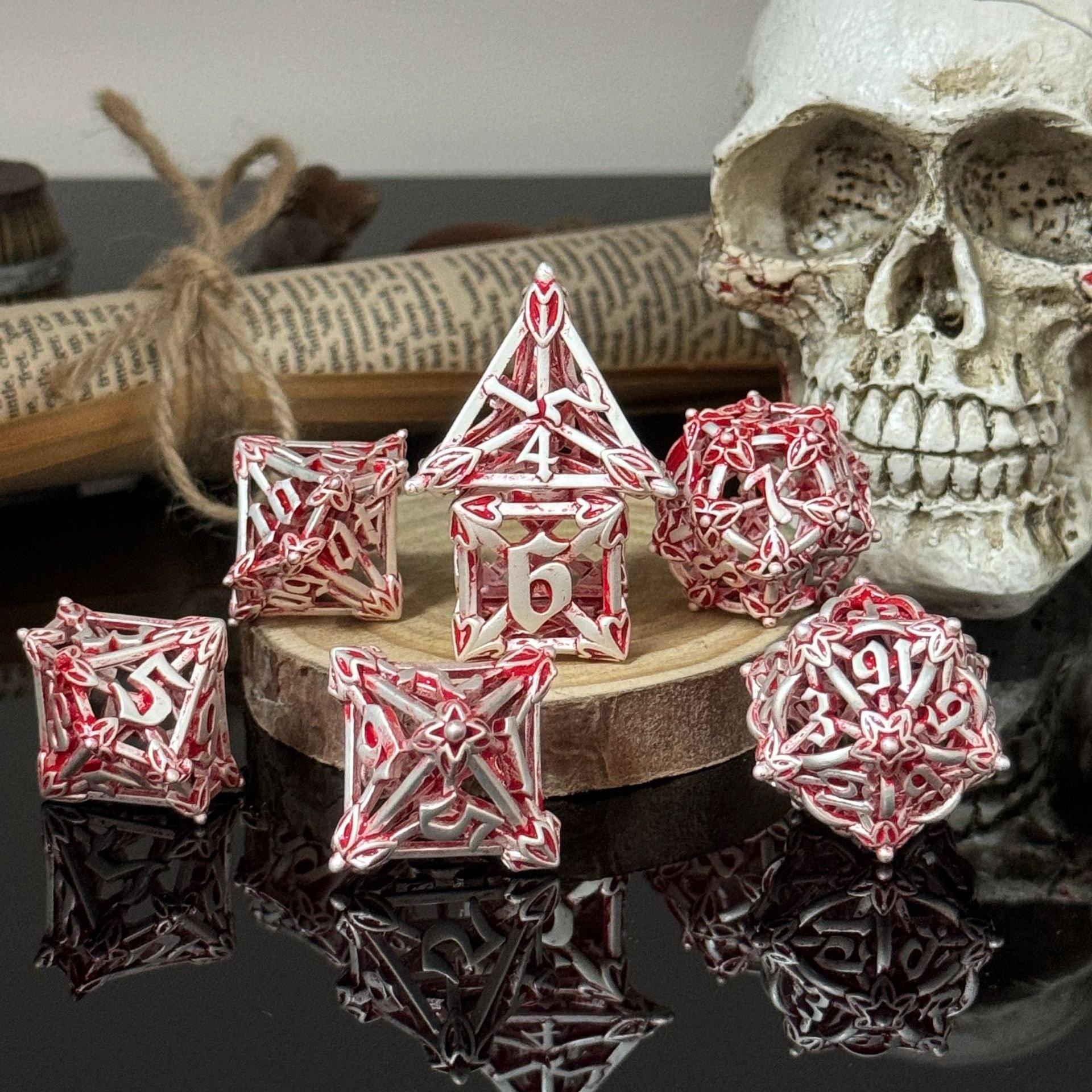 Mini Planet Wholesale RPG Board Games Handmade polyhedral Copper Metal dice set 7pcs Dice Set Custom Logo for DND MTG Players