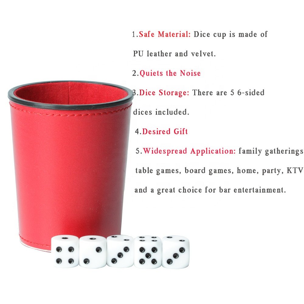 Dice Cup Manufacturer Luxury Leather Custom Backgammon Plastic Game Poker Dice Shaker Cup