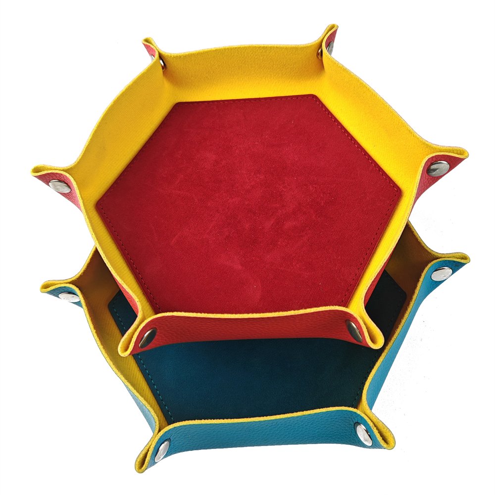 In Stock PU Leather & Velvet Mat Office Supplies Storage Box Rolling Folding Hexagon DND Dice Tray