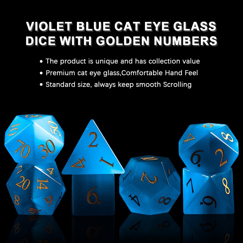Ocean Blue DND Polyhedron Dice Set Dice RPG Cat Eye Glass Dice For Board Games