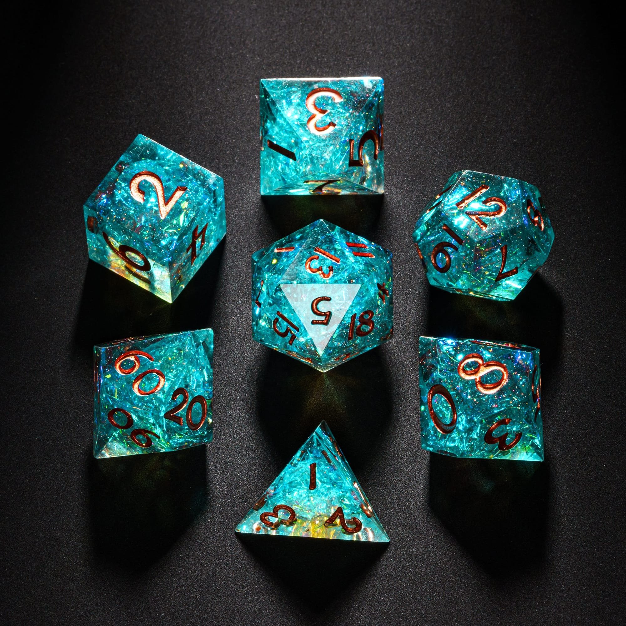 Udixi Resin Sharp edge Dice Polyhedral dungeons and dragons RPG Glitter paper colored Dice Set