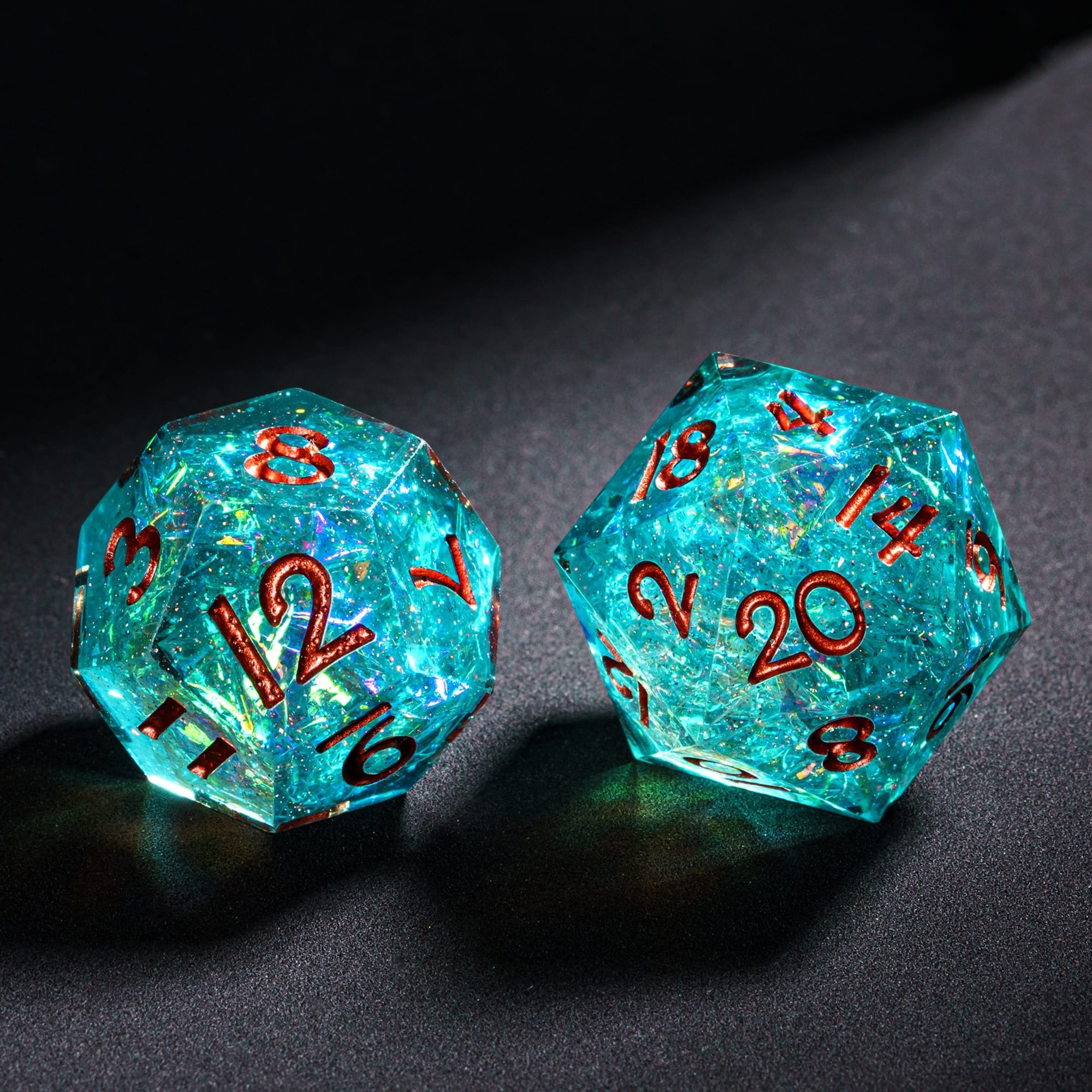 Udixi Resin Sharp edge Dice Polyhedral dungeons and dragons RPG Glitter paper colored Dice Set