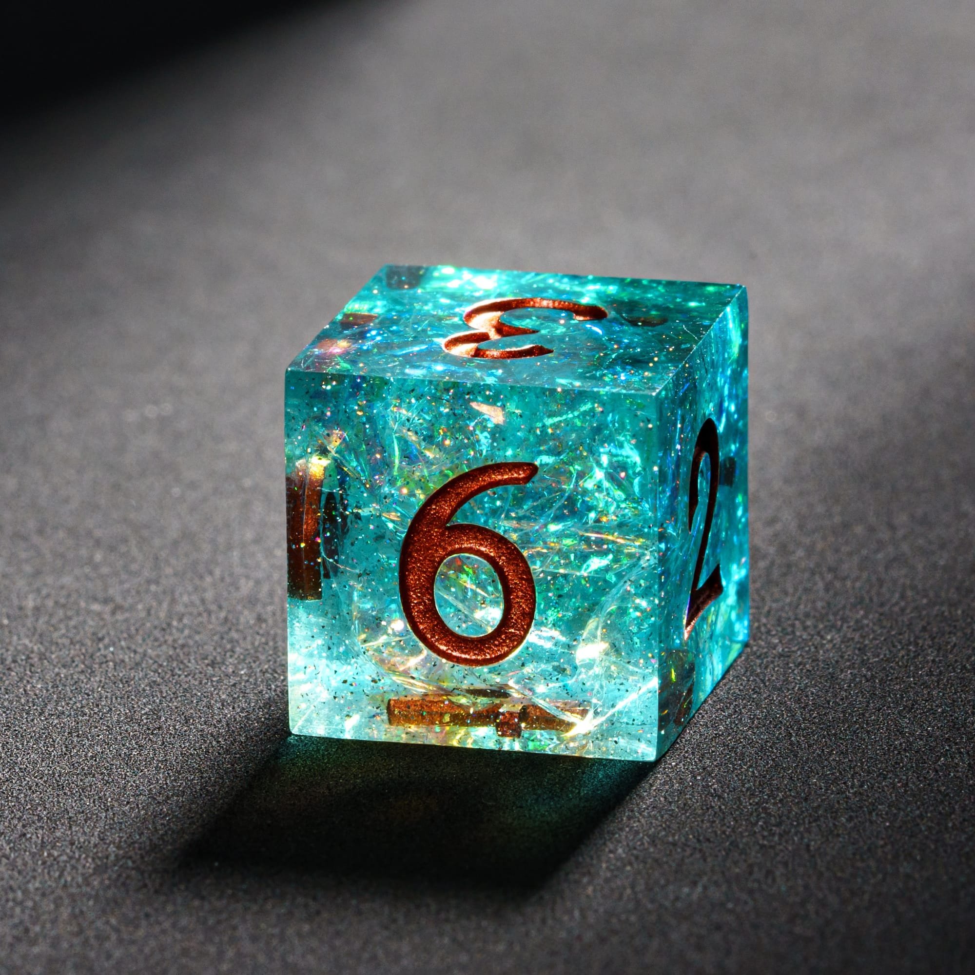 Udixi Resin Sharp edge Dice Polyhedral dungeons and dragons RPG Glitter paper colored Dice Set