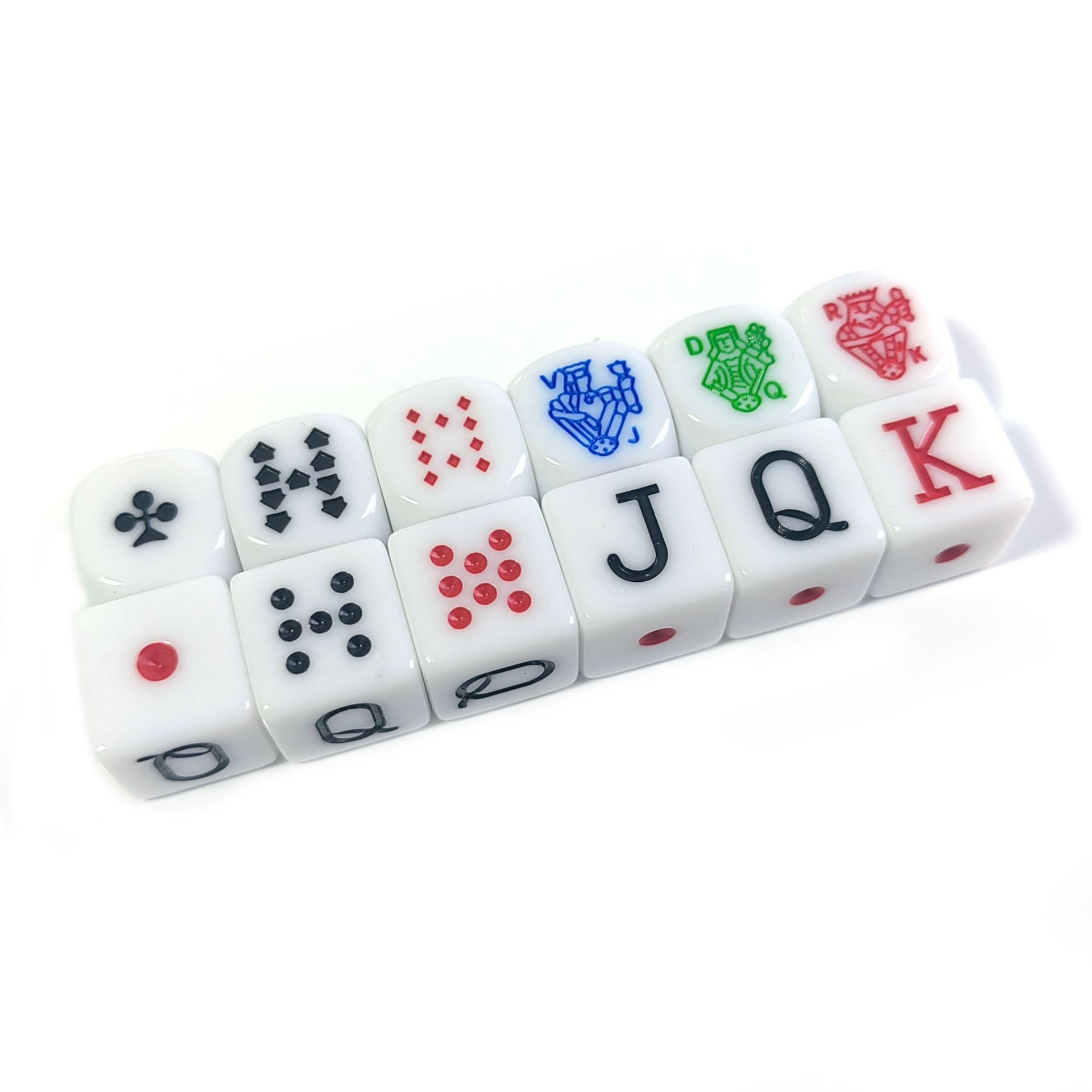 Hot Sale Bulk Rounded Corners 16mm JQK game dice 6 sides poker dice set for Poker Card Board Game