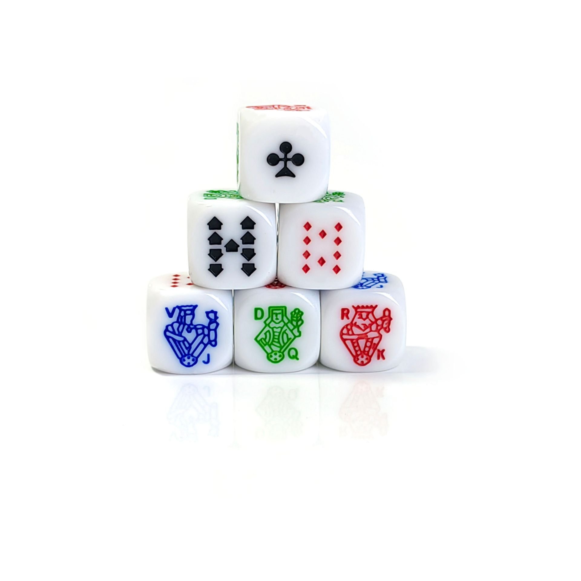 Hot Sale Bulk Rounded Corners 16mm JQK game dice 6 sides poker dice set for Poker Card Board Game