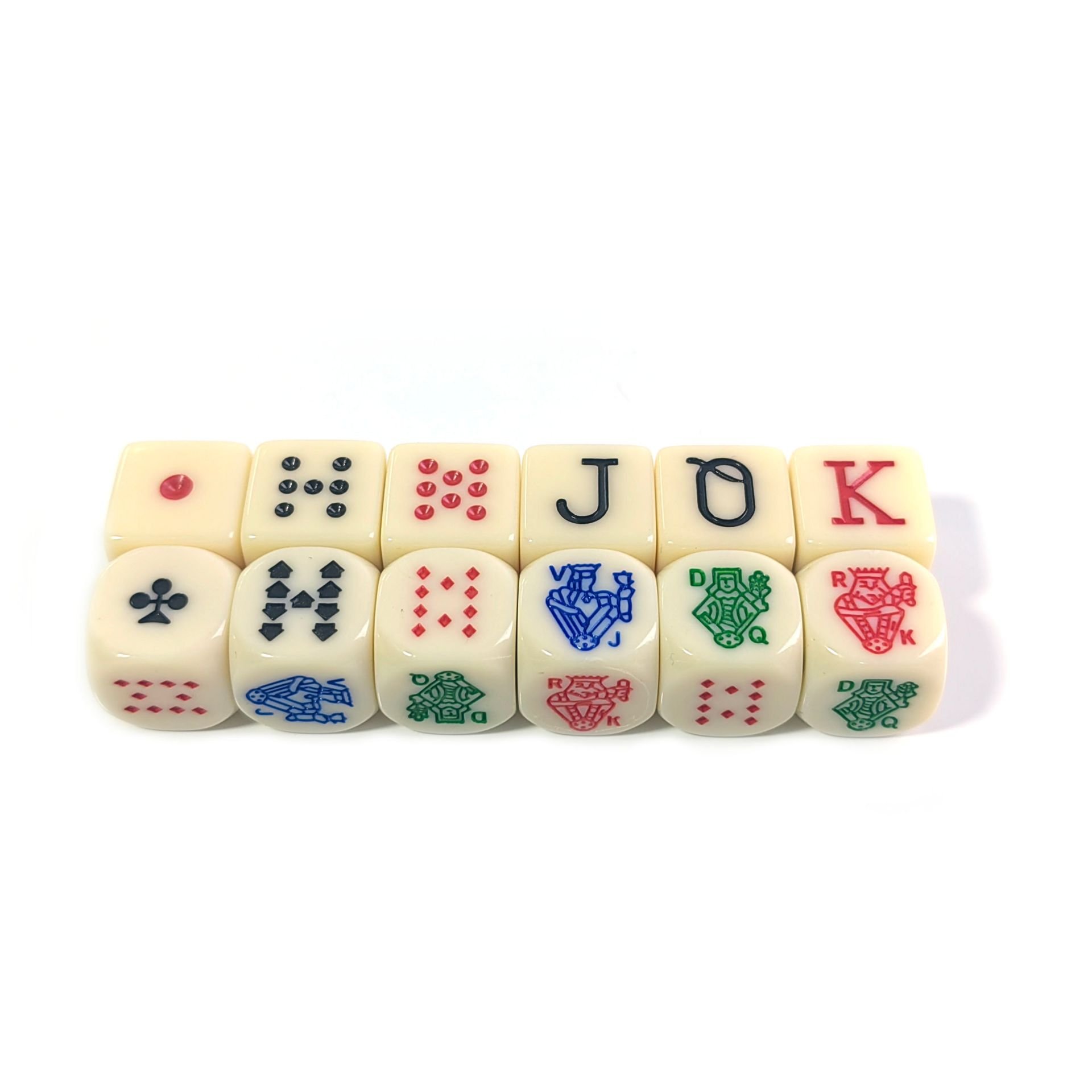 Hot Sale Bulk Rounded Corners 16mm JQK game dice 6 sides poker dice set for Poker Card Board Game