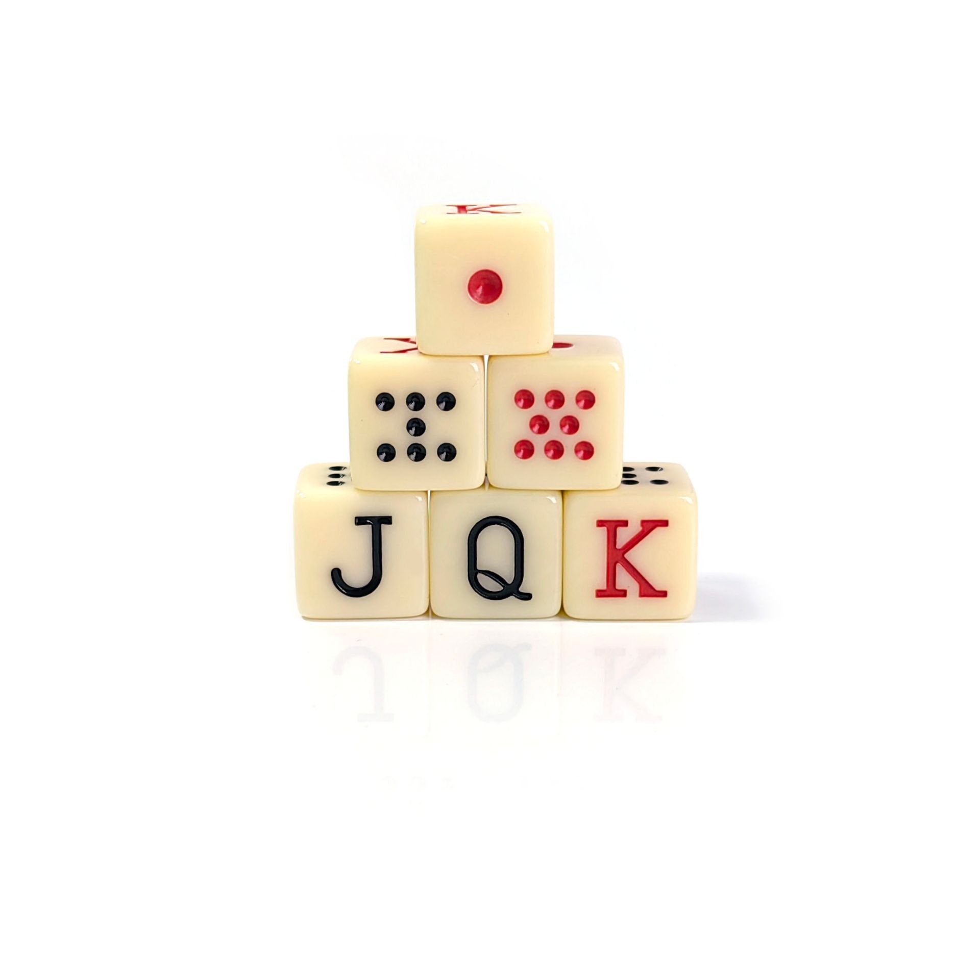Hot Sale Bulk Rounded Corners 16mm JQK game dice 6 sides poker dice set for Poker Card Board Game