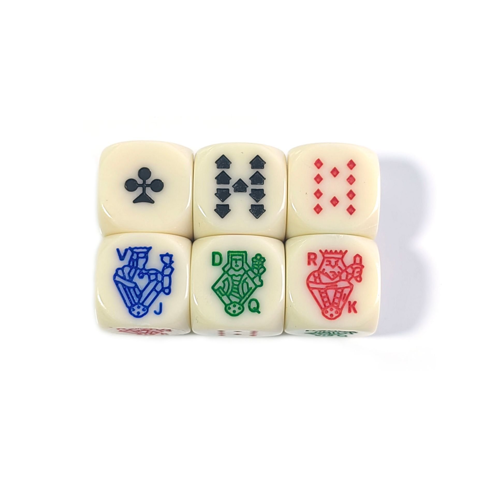 Hot Sale Bulk Rounded Corners 16mm JQK game dice 6 sides poker dice set for Poker Card Board Game