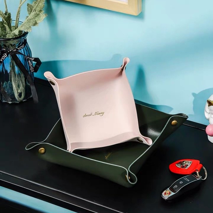 Office/Home Leather Dice Tray Valet Storage Trays Jewelry Key Desk Organizer Catchall Cosmetics Holder