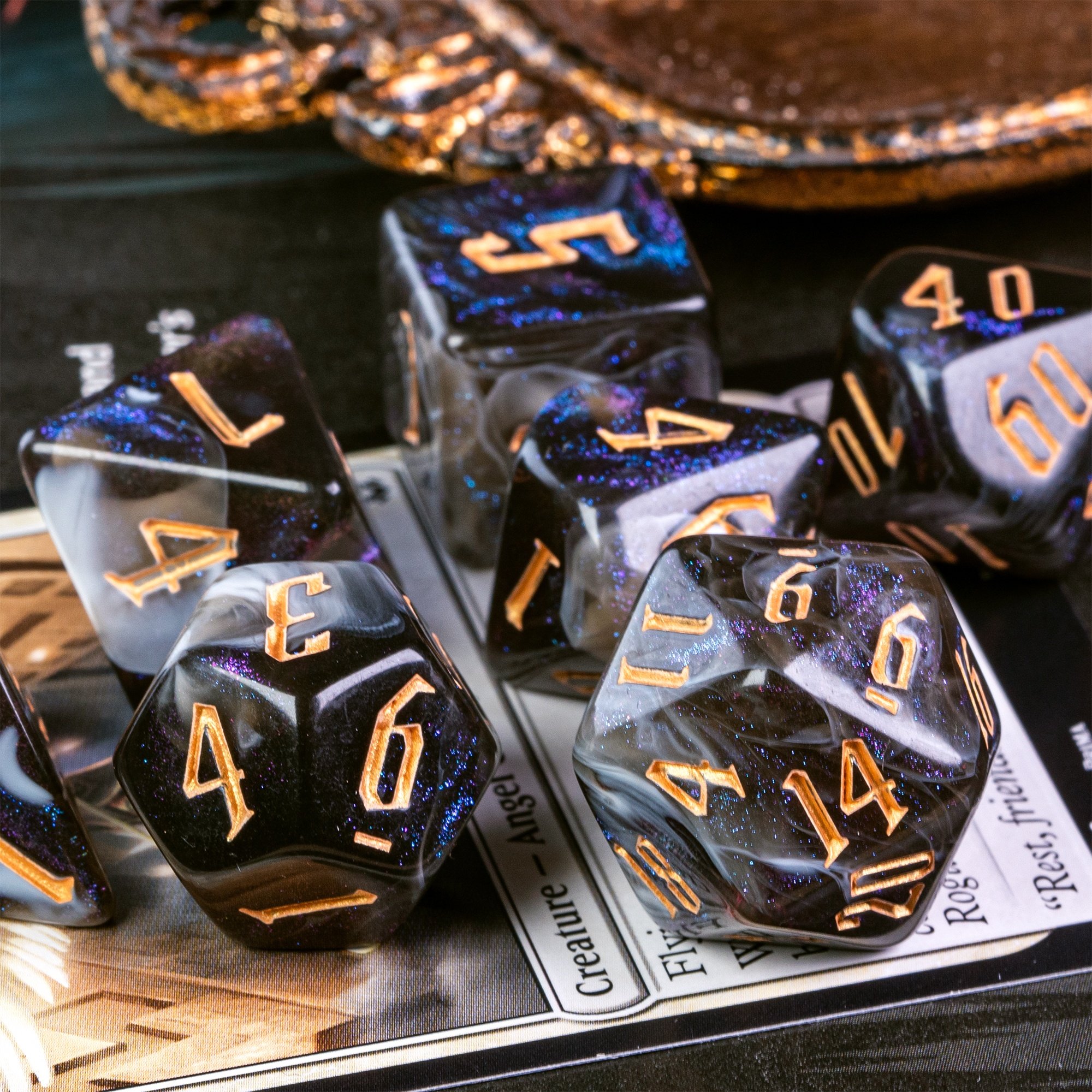 Udixi Plastic Polyhedral custom logo dungeons and dragons Acrylic dice game set rpg 2 color mixing