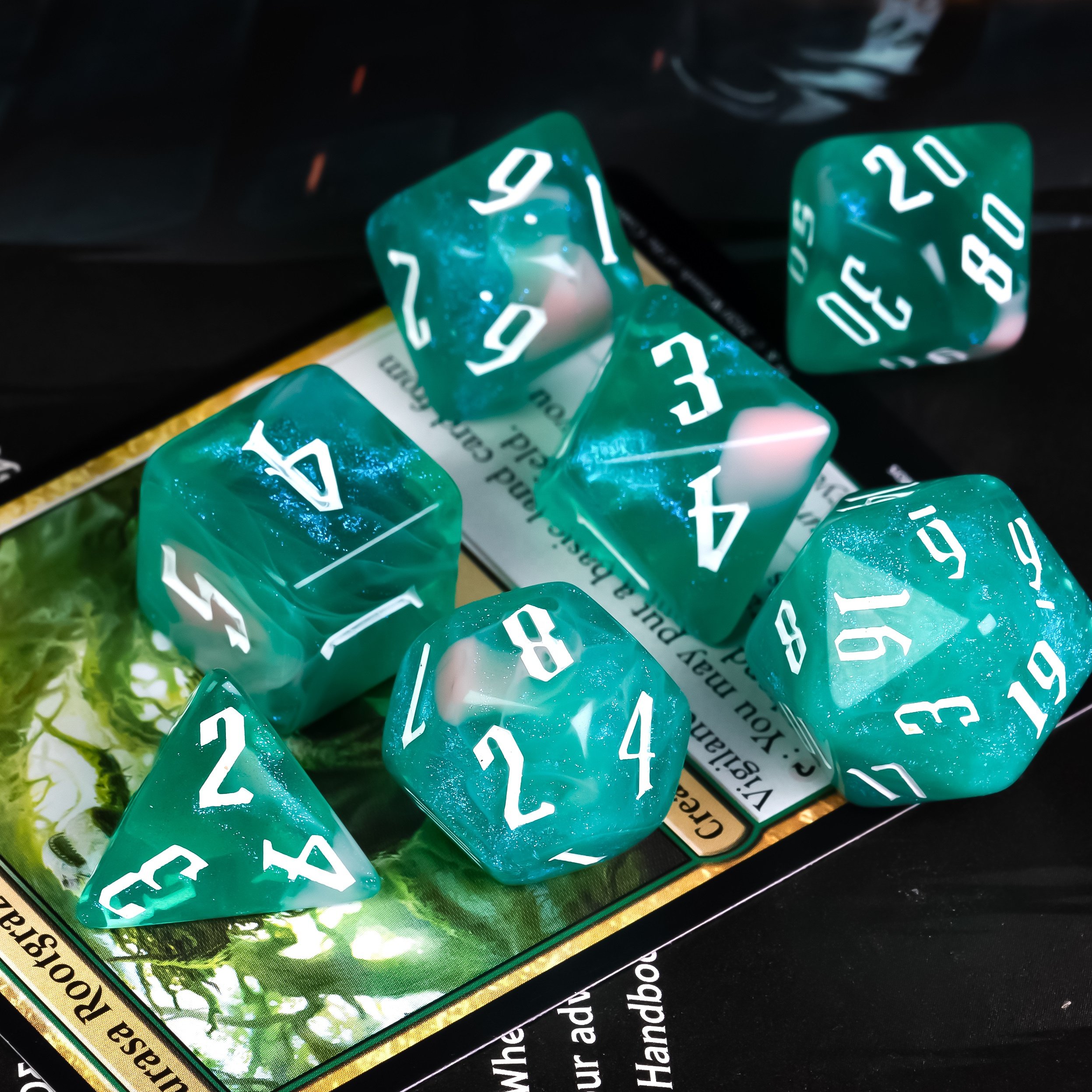 Udixi Plastic Polyhedral custom logo dungeons and dragons Acrylic dice game set rpg 2 color mixing