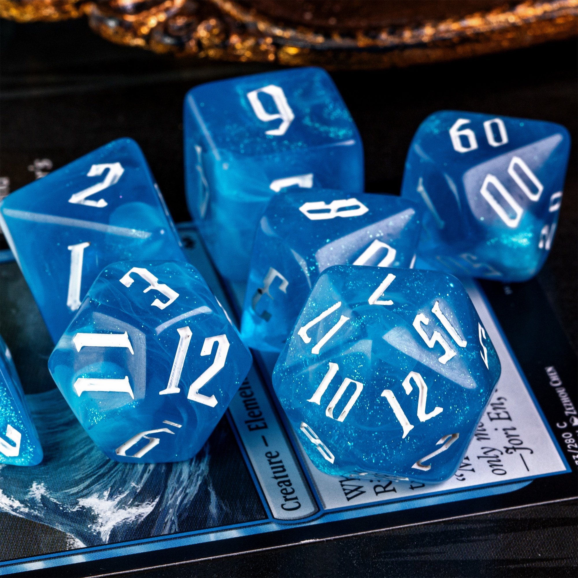 Udixi Plastic Polyhedral custom logo dungeons and dragons Acrylic dice game set rpg 2 color mixing