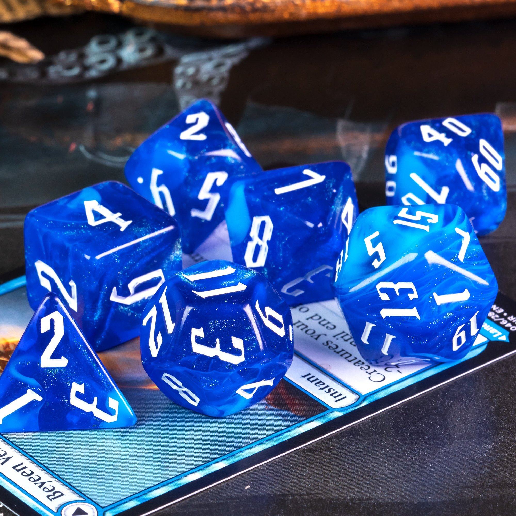 Udixi Plastic Polyhedral custom logo dungeons and dragons Acrylic dice game set rpg 2 color mixing