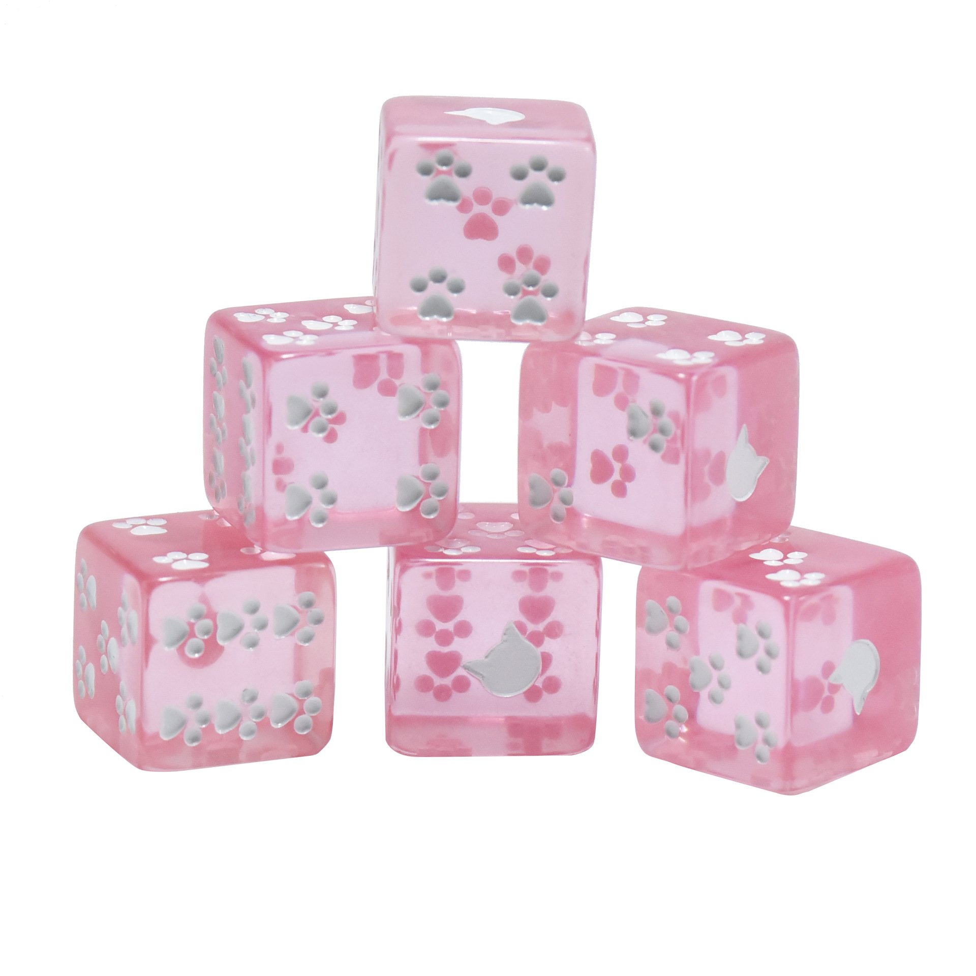 Wholesale Custom High Quality Family Pub Casino Board Game Pink Dice Set Polyhedral Acrylic Resin Polyhedral D6 Dice