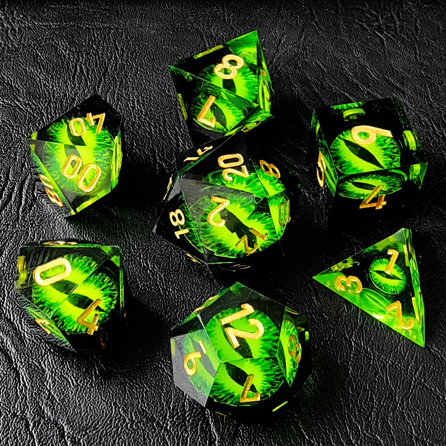 Customizable DND Resin Liquid Core Dice New Polyhedral Longan Design with Sharp Edges and Eye Removable Feature